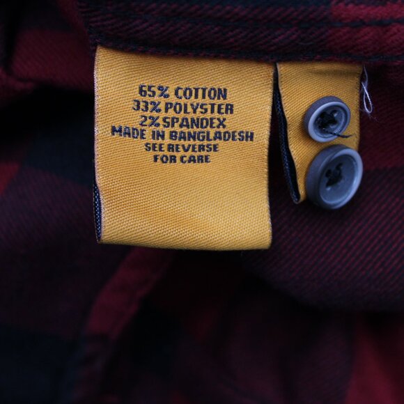 Tailor Vintage Shirt Mens Large Red/Black Plaid Performance Flannel Flip Cuff - Picture 9 of 14